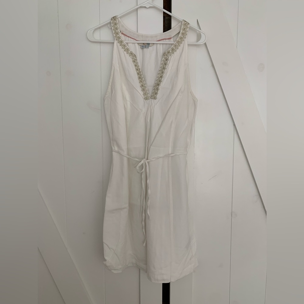 Boden eggshell dress with embroidered collar